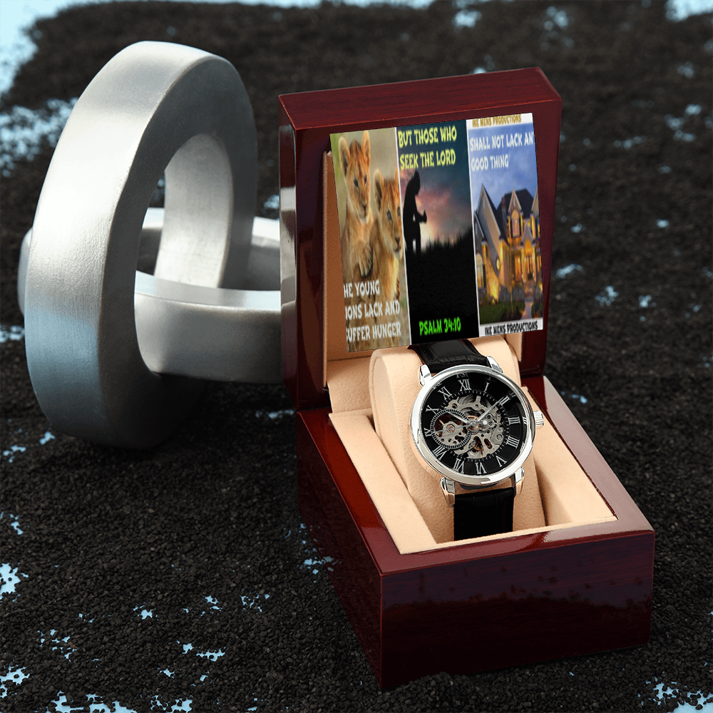 IKE MENS SCRIPTURE COLLAGE MENS OPENWORK WATCH