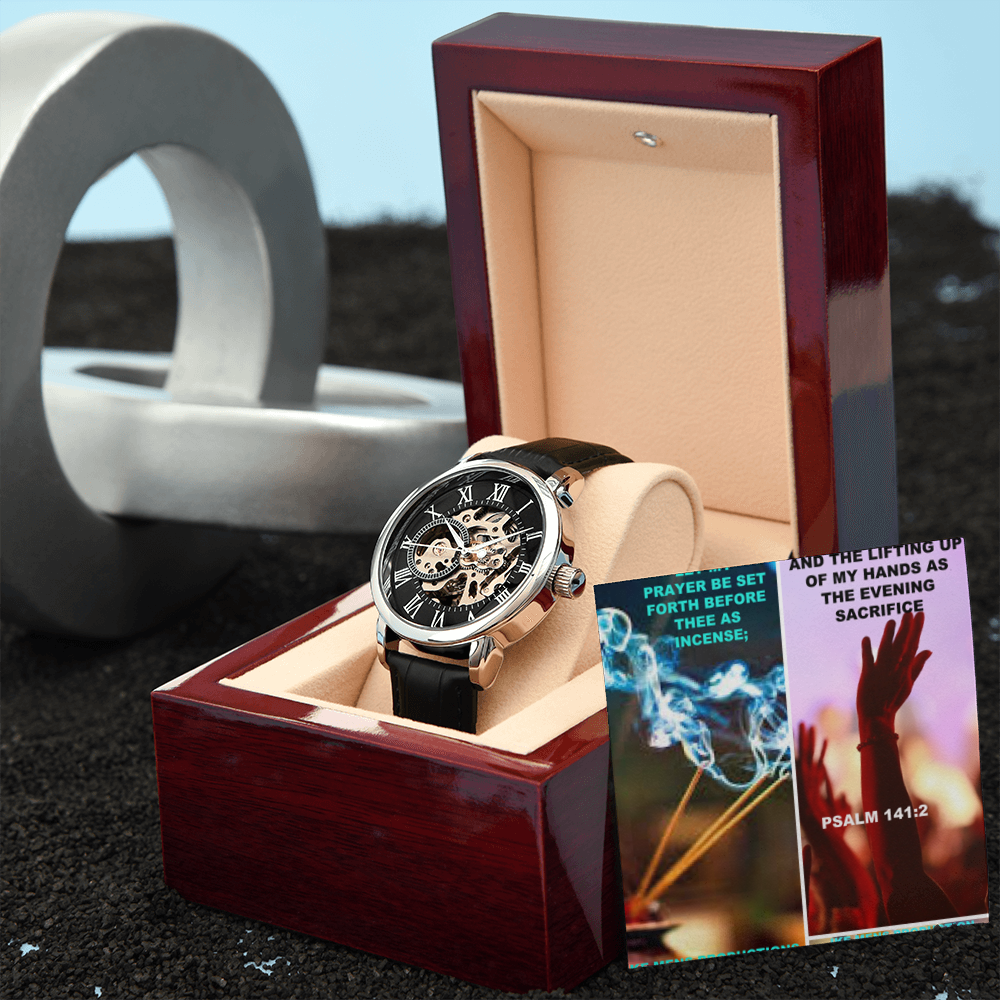 IKE MENS SCRIPTURE COLLAGE MENS OPENWORK WATCH