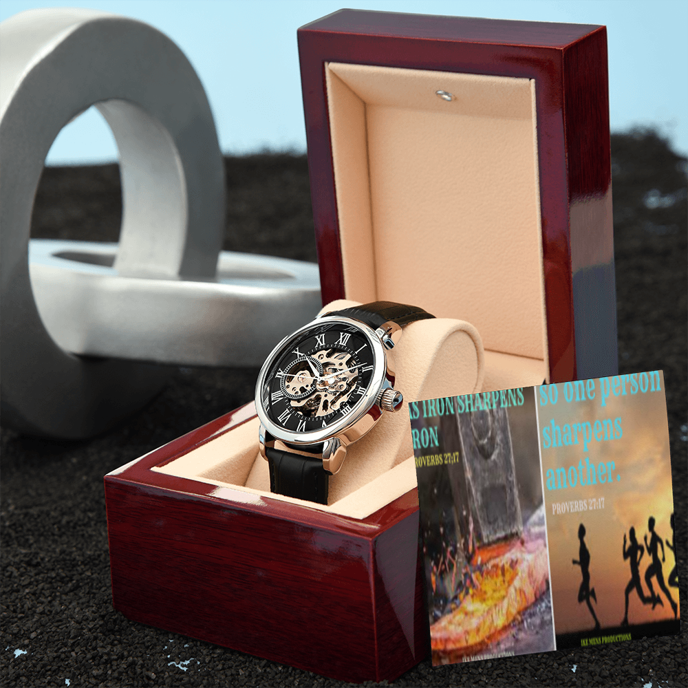 IKE MENS SCRIPTURE COLLAGE MENS OPENWORK WATCH