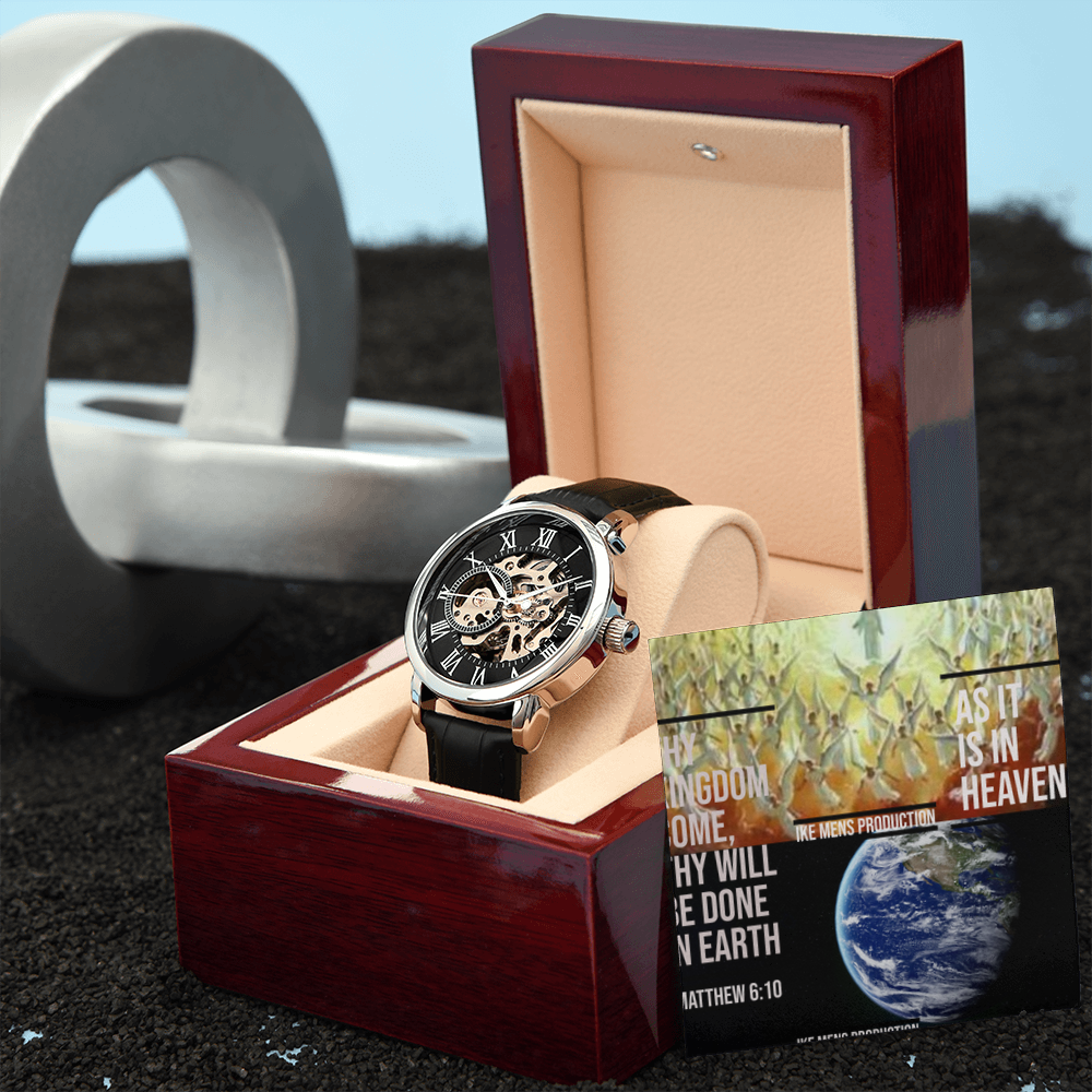 IKE MENS SCRIPTURE COLLAGE OPEN WORK WATCH