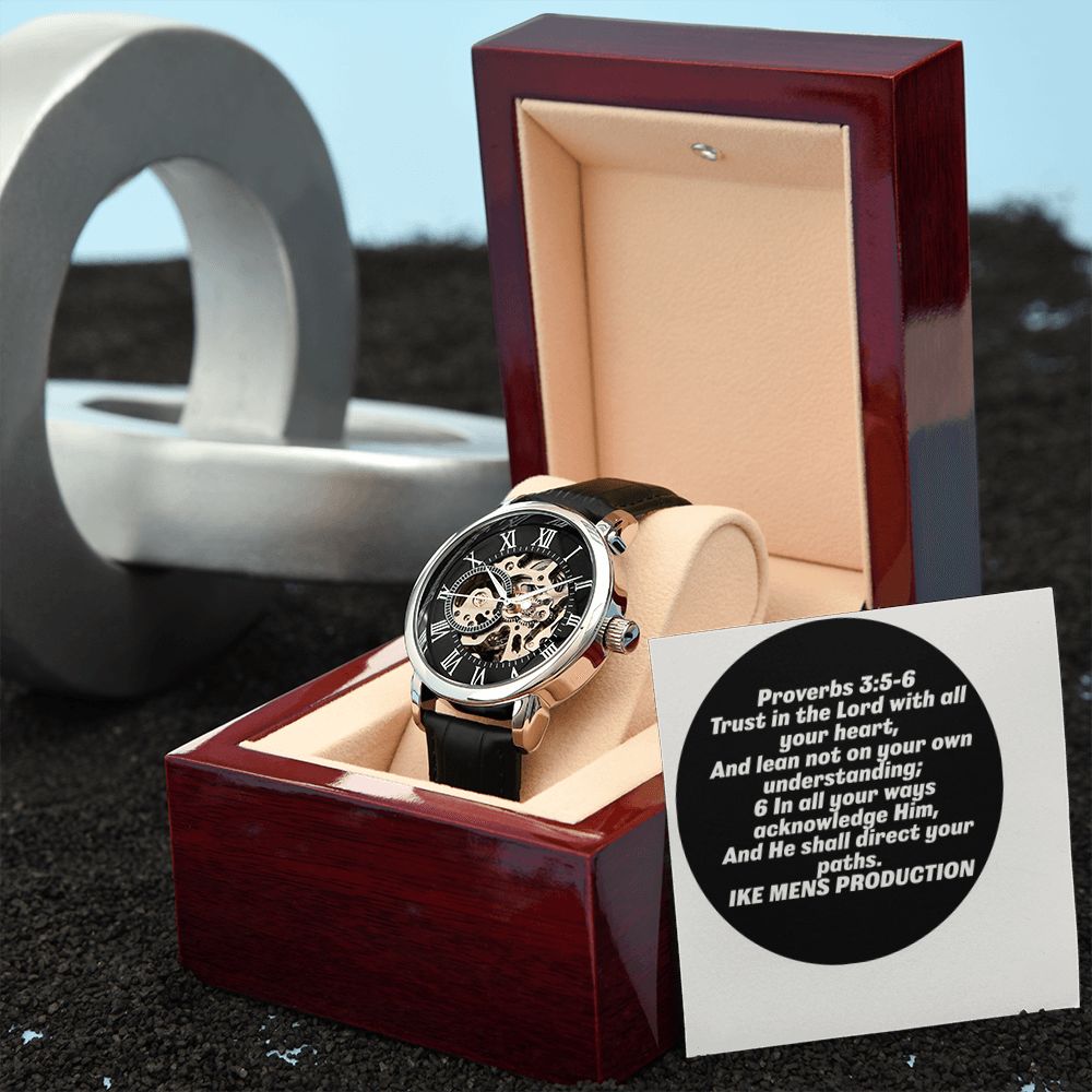 MEN'S OPENWORK WATCH WITH PROVERBS