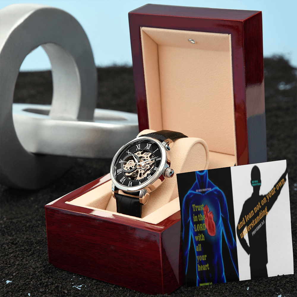 IKE MENS SCRIPTURE COLLAGE MENS OPENWORK WATCH