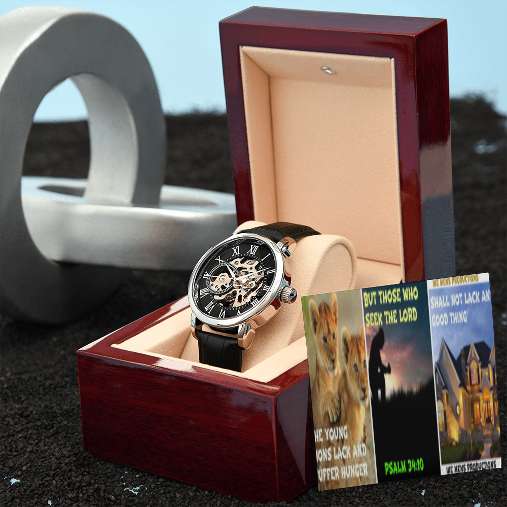 IKE MENS SCRIPTURE COLLAGE OPEN WORK WATCH