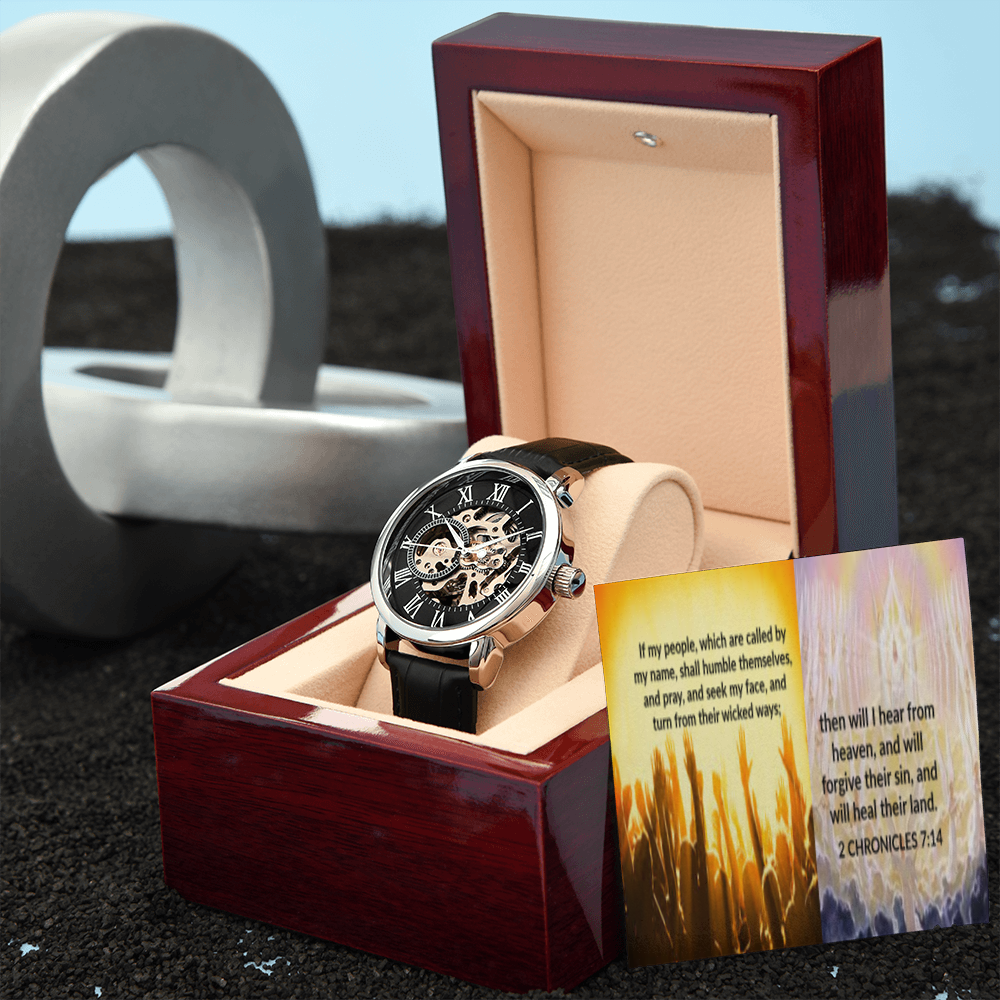 IKE MENS SCRIPTURE COLLAGE OPEN WORK WATCH