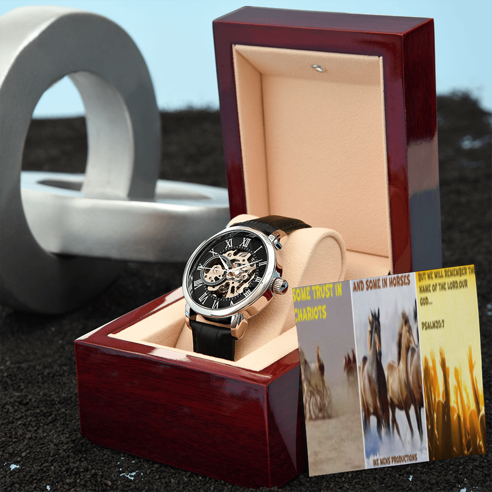 IKE MENS SCRIPTURE COLLAGE MENS OPENWORK WATCH