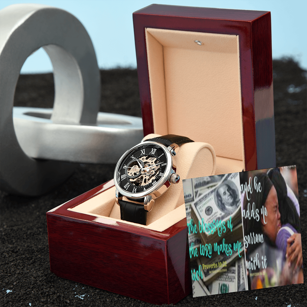 IKE MENS SCRIPTURE COLLAGE OPEN WORK WATCH