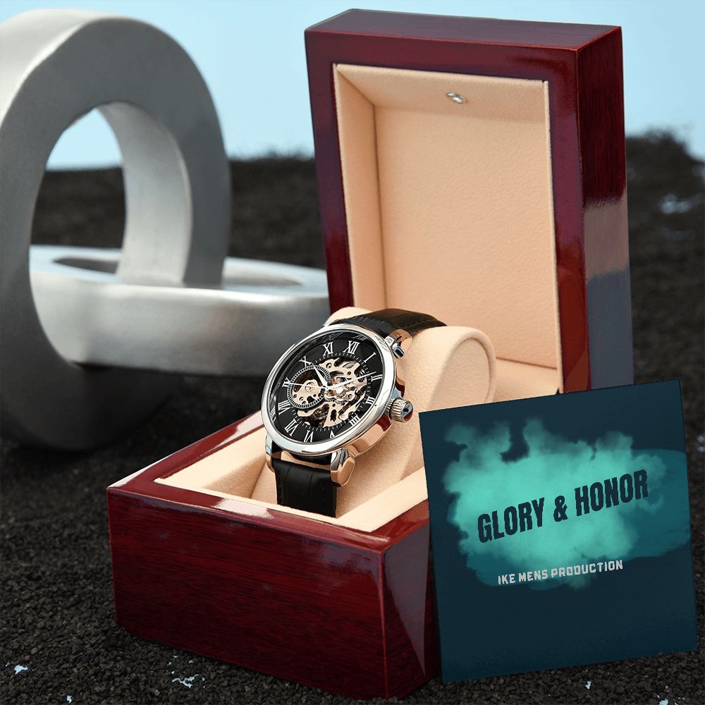 GLORY & HONOR  MEN'S OPENWORK WATCH