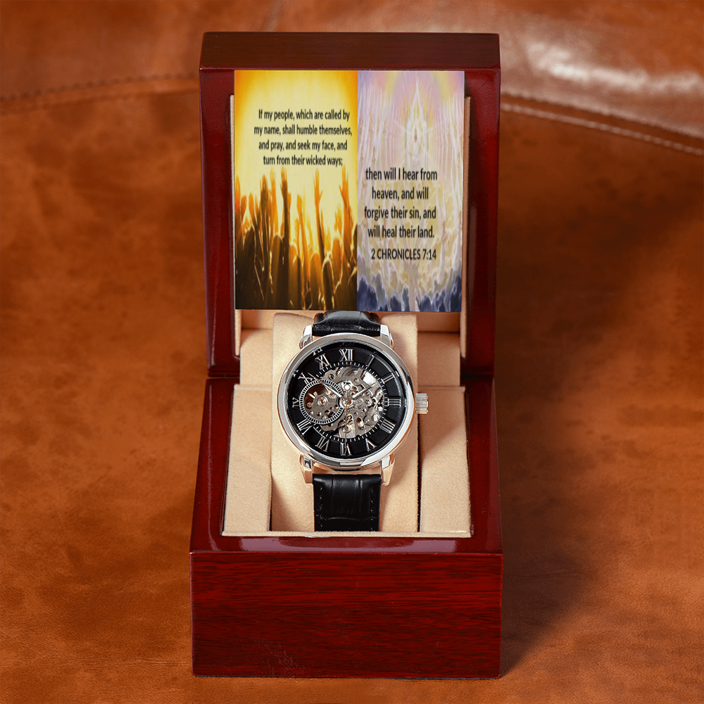 IKE MENS SCRIPTURE COLLAGE OPEN WORK WATCH