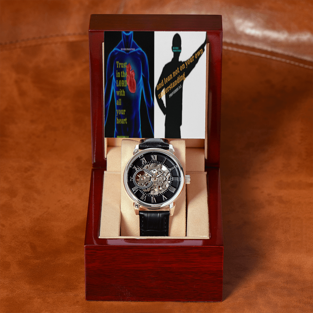 IKE MENS SCRIPTURE COLLAGE MENS OPENWORK WATCH