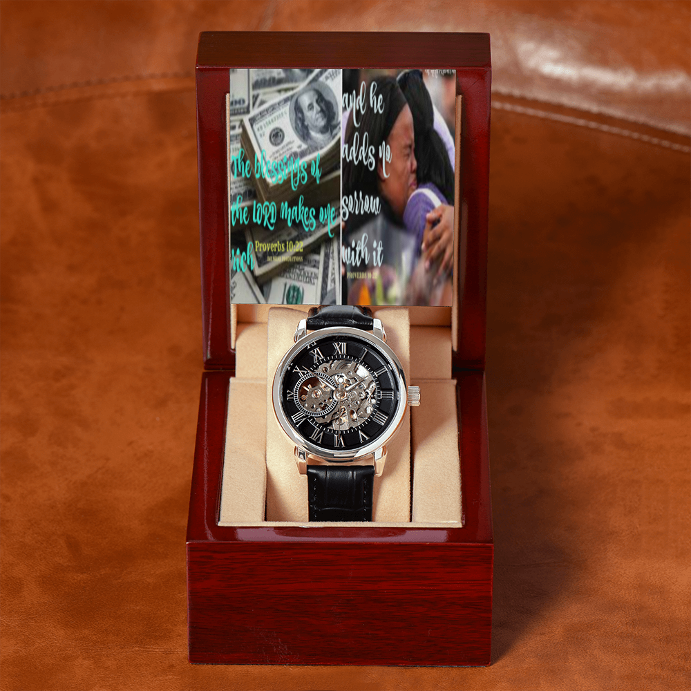 IKE MENS SCRIPTURE COLLAGE OPEN WORK WATCH