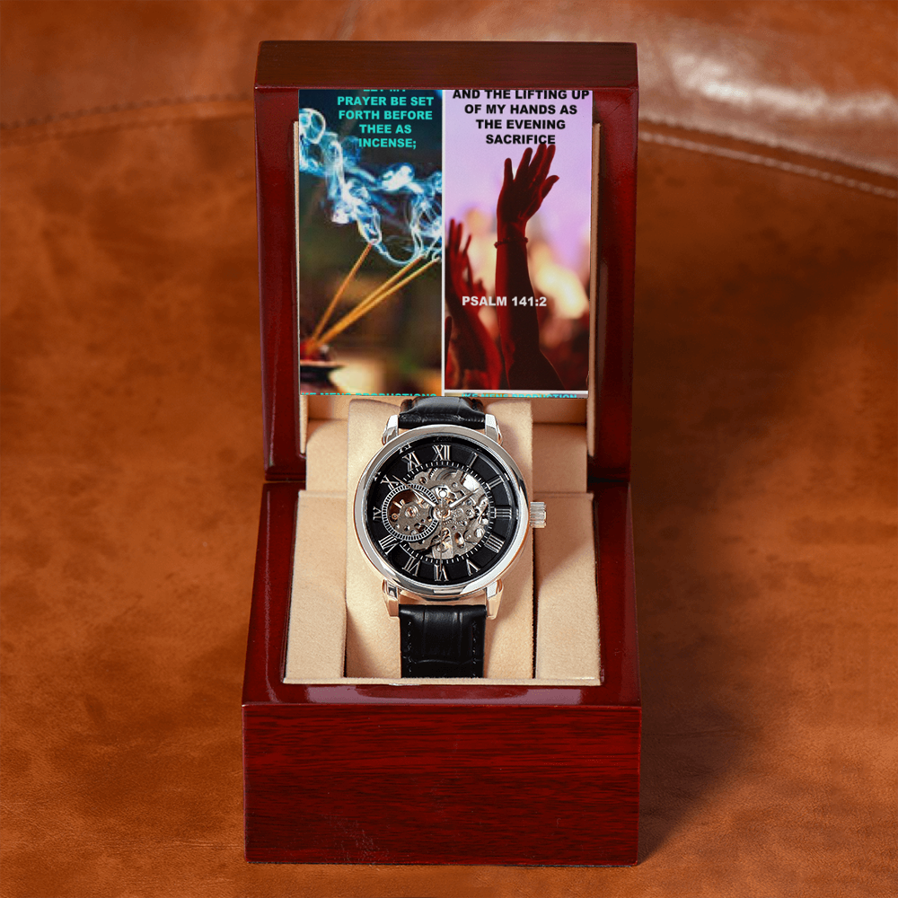 IKE MENS SCRIPTURE COLLAGE MENS OPENWORK WATCH