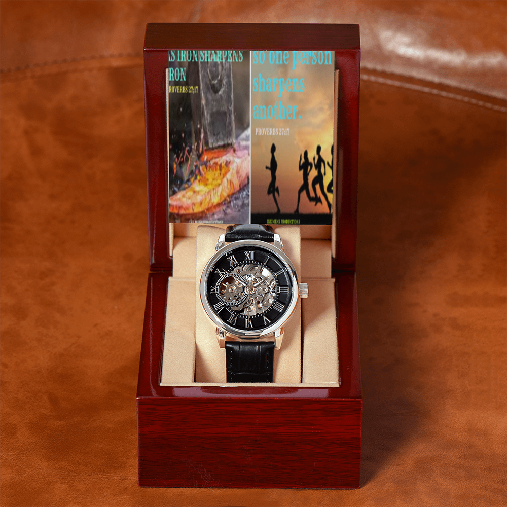 IKE MENS SCRIPTURE COLLAGE MENS OPENWORK WATCH