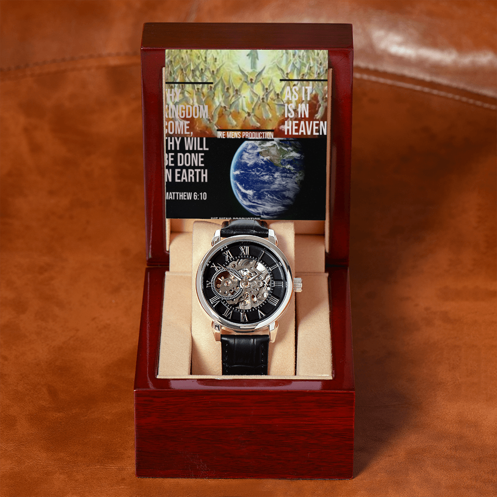 IKE MENS SCRIPTURE COLLAGE OPEN WORK WATCH
