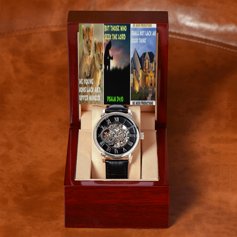 IKE MENS SCRIPTURE COLLAGE OPEN WORK WATCH
