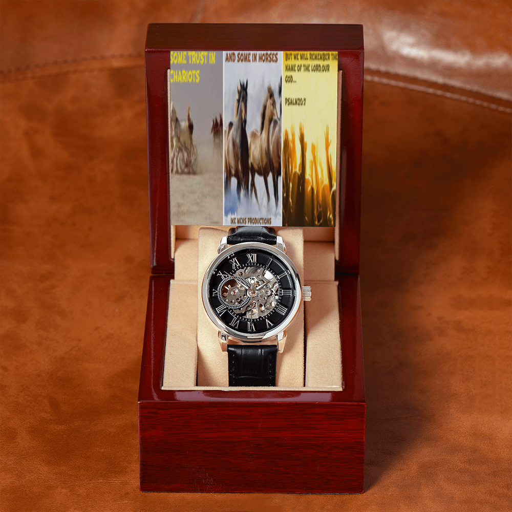 IKE MENS SCRIPTURE COLLAGE MENS OPENWORK WATCH