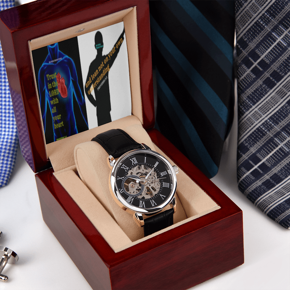 IKE MENS SCRIPTURE COLLAGE MENS OPENWORK WATCH