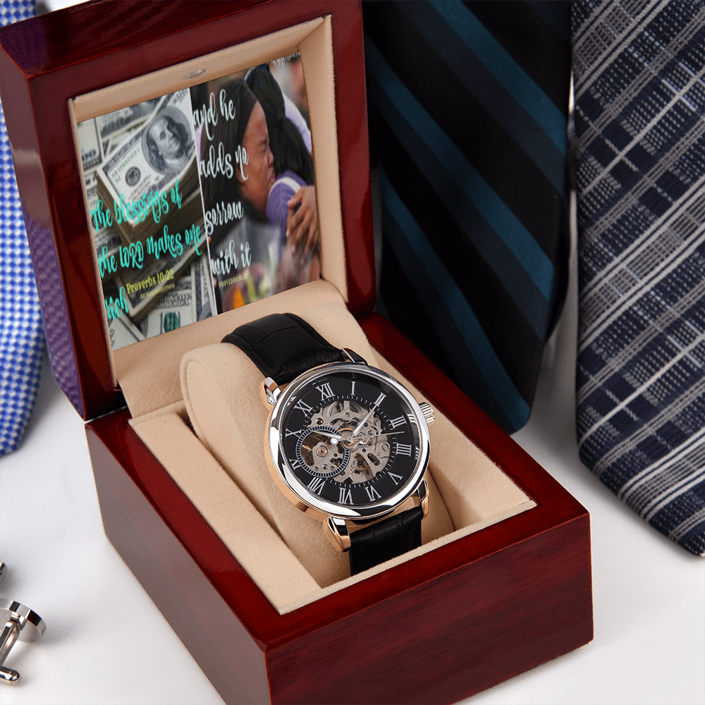 IKE MENS SCRIPTURE COLLAGE OPEN WORK WATCH