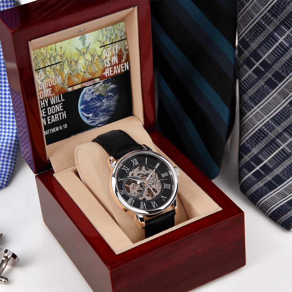 IKE MENS SCRIPTURE COLLAGE OPEN WORK WATCH
