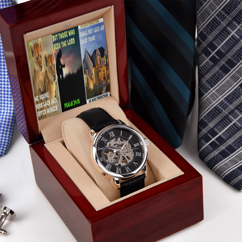 IKE MENS SCRIPTURE COLLAGE OPEN WORK WATCH
