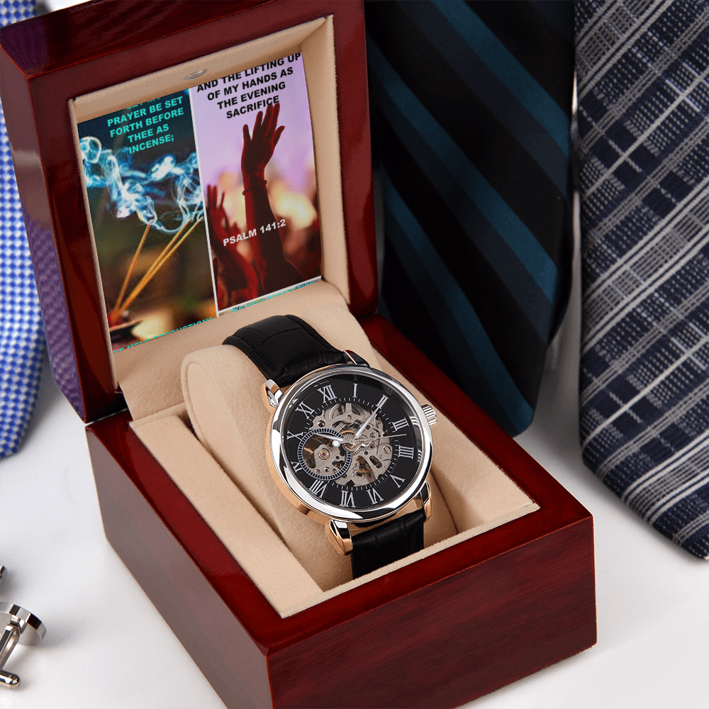 IKE MENS SCRIPTURE COLLAGE MENS OPENWORK WATCH