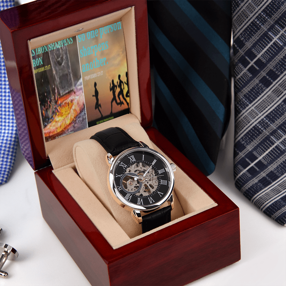 IKE MENS SCRIPTURE COLLAGE MENS OPENWORK WATCH