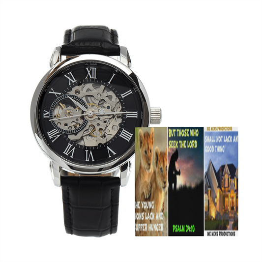 IKE MENS SCRIPTURE COLLAGE OPEN WORK WATCH
