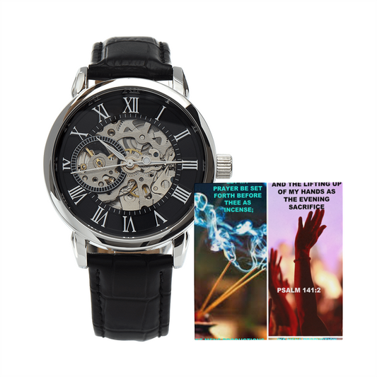IKE MENS SCRIPTURE COLLAGE MENS OPENWORK WATCH