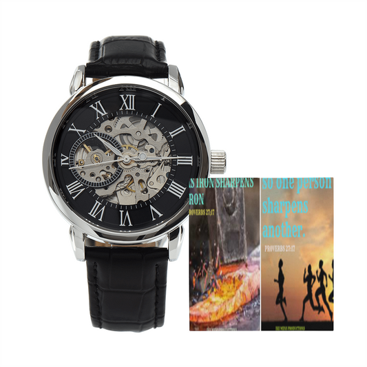 IKE MENS SCRIPTURE COLLAGE MENS OPENWORK WATCH