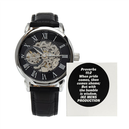 MEN'S OPENWORK WATCH WITH PROVERBS