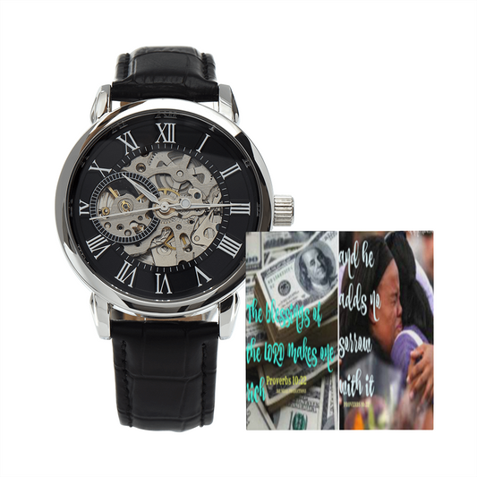 IKE MENS SCRIPTURE COLLAGE OPEN WORK WATCH