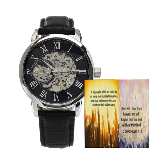 IKE MENS SCRIPTURE COLLAGE OPEN WORK WATCH