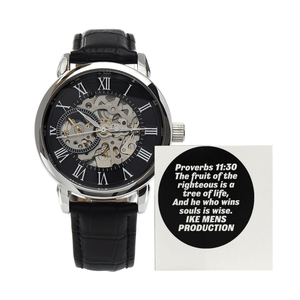 MEN'S OPENWORK WATCH WITH PROVERBS