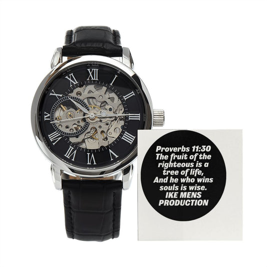 MEN'S OPENWORK WATCH WITH PROVERBS