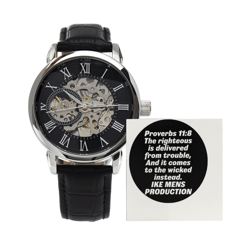 MEN'S OPENWORK WATCH WITH PROVERBS