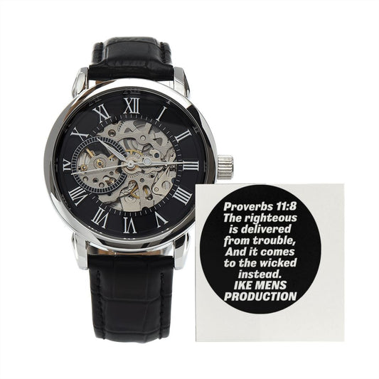 MEN'S OPENWORK WATCH WITH PROVERBS