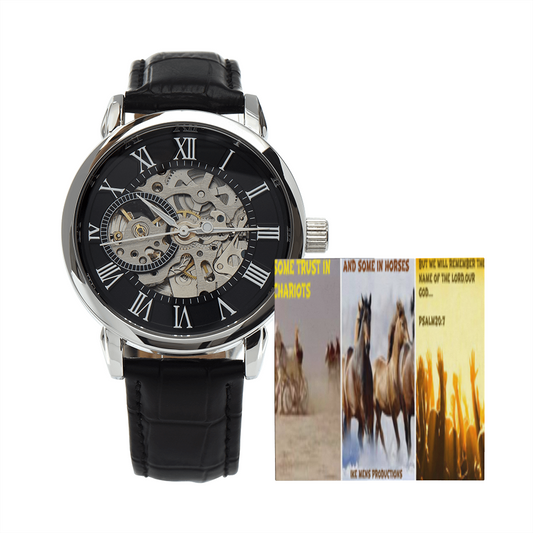 IKE MENS SCRIPTURE COLLAGE MENS OPENWORK WATCH