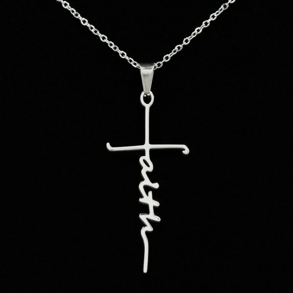 Faith Cross Necklace with a Proverb