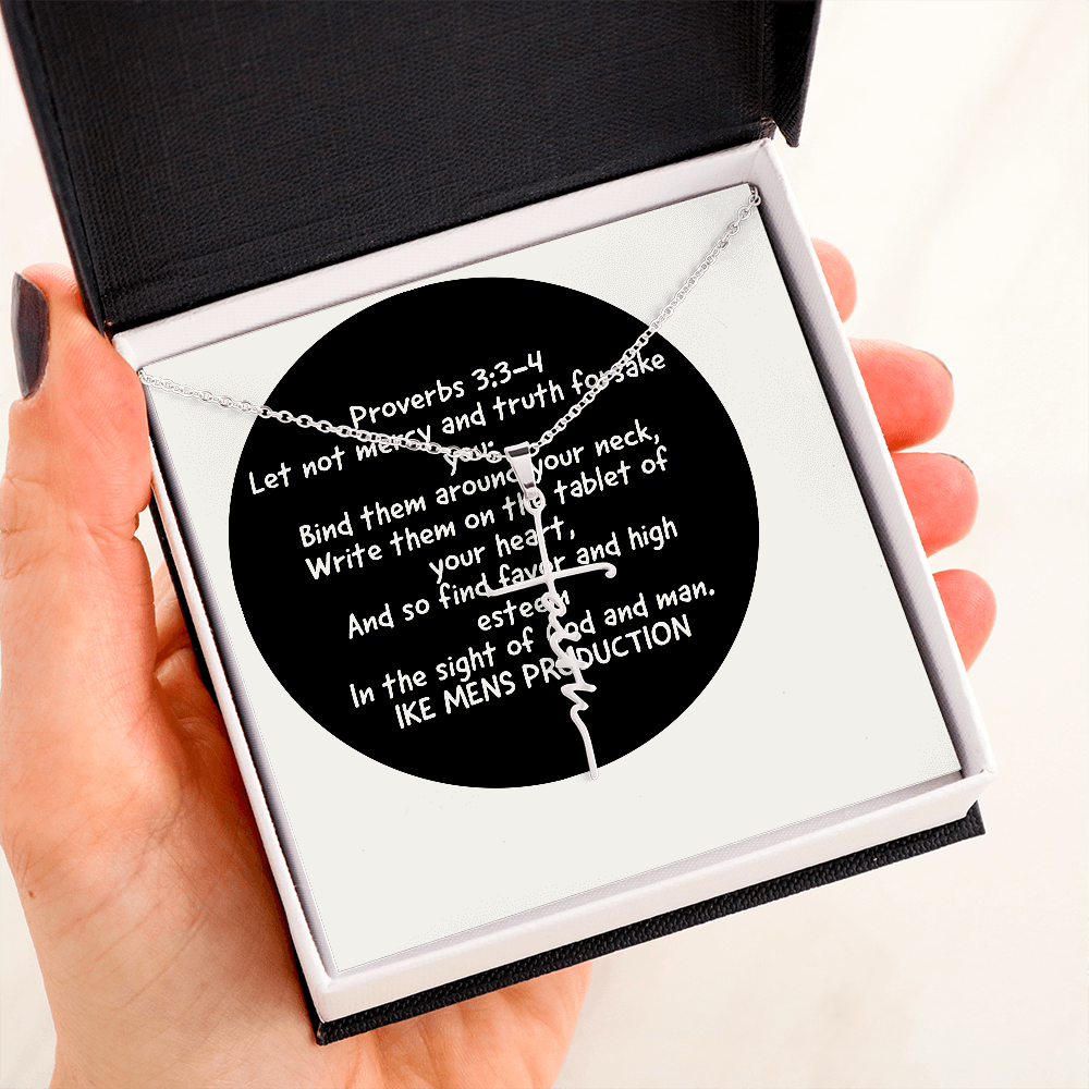 Faith Cross Necklace with a Proverb