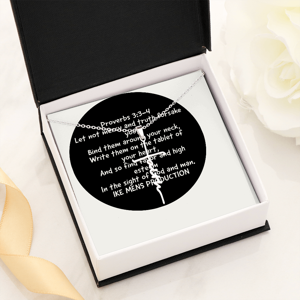 Faith Cross Necklace with a Proverb