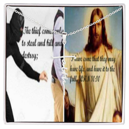 IKE MENS SCRIPTURE COLLAGE FAITH CROSS NECKLACE