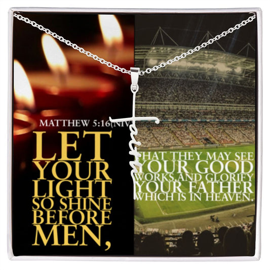 IKE MENS SCRIPTURE COLLAGE FAITH CROSS NECKLACE
