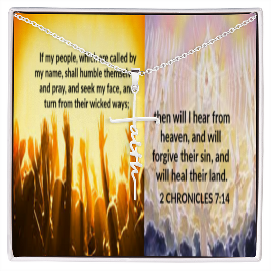 IKE MENS SCRIPTURE COLLAGE FAITH CROSS NECKLACE