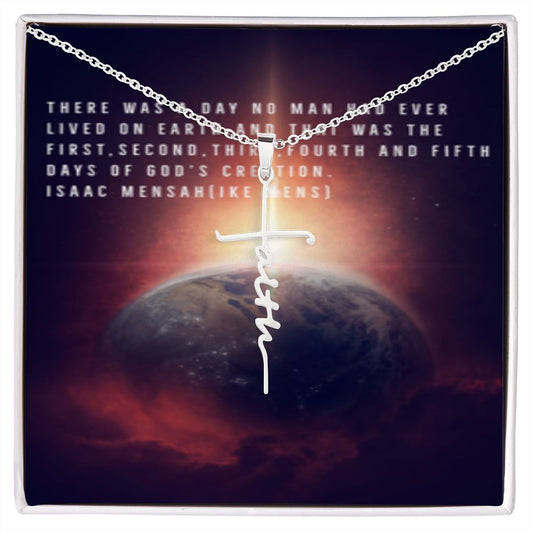 IKE MENS QUOTE FAITH CROSS NECKLACE WITH