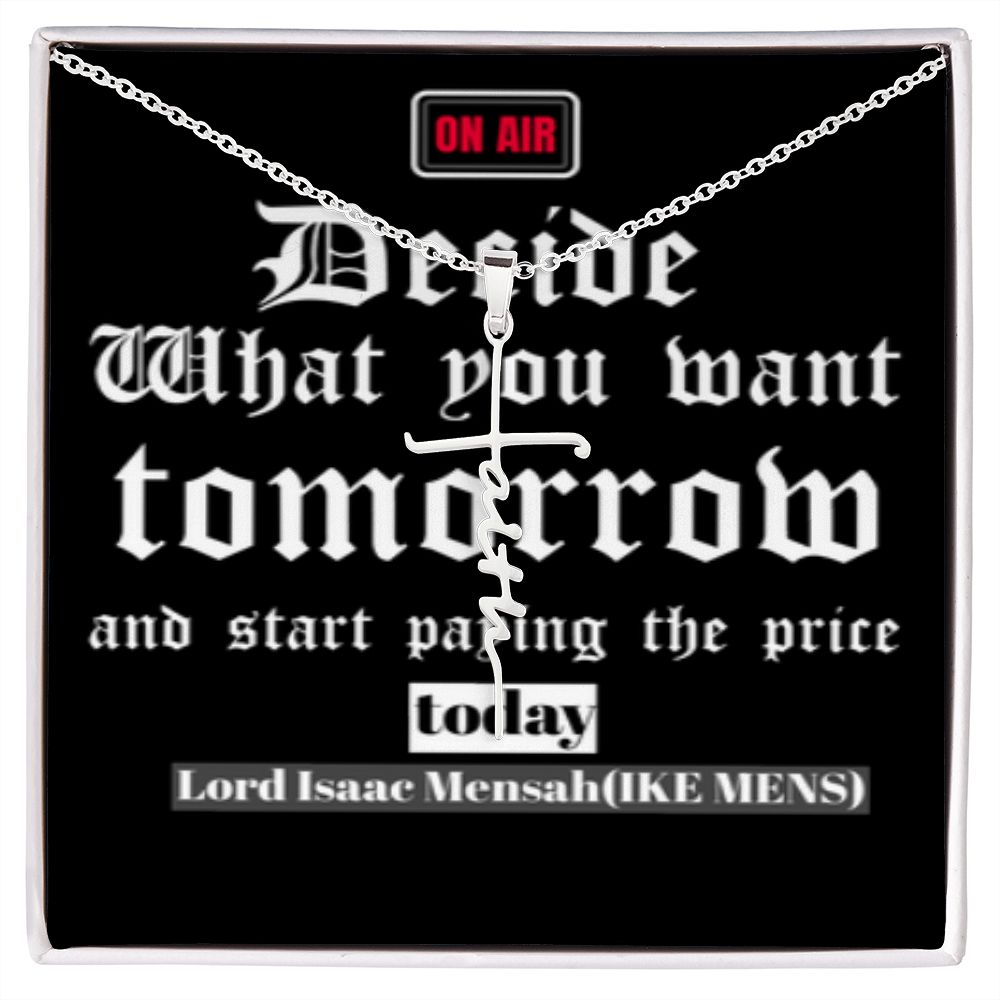 IKE MENS QUOTE FAITH CROSS NECKLACE