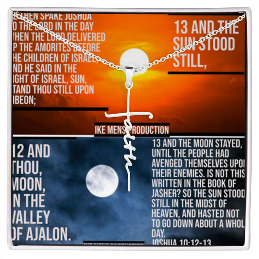 IKE MENS SCRIPTURE COLLAGE FAITH CROSS NECKLACE