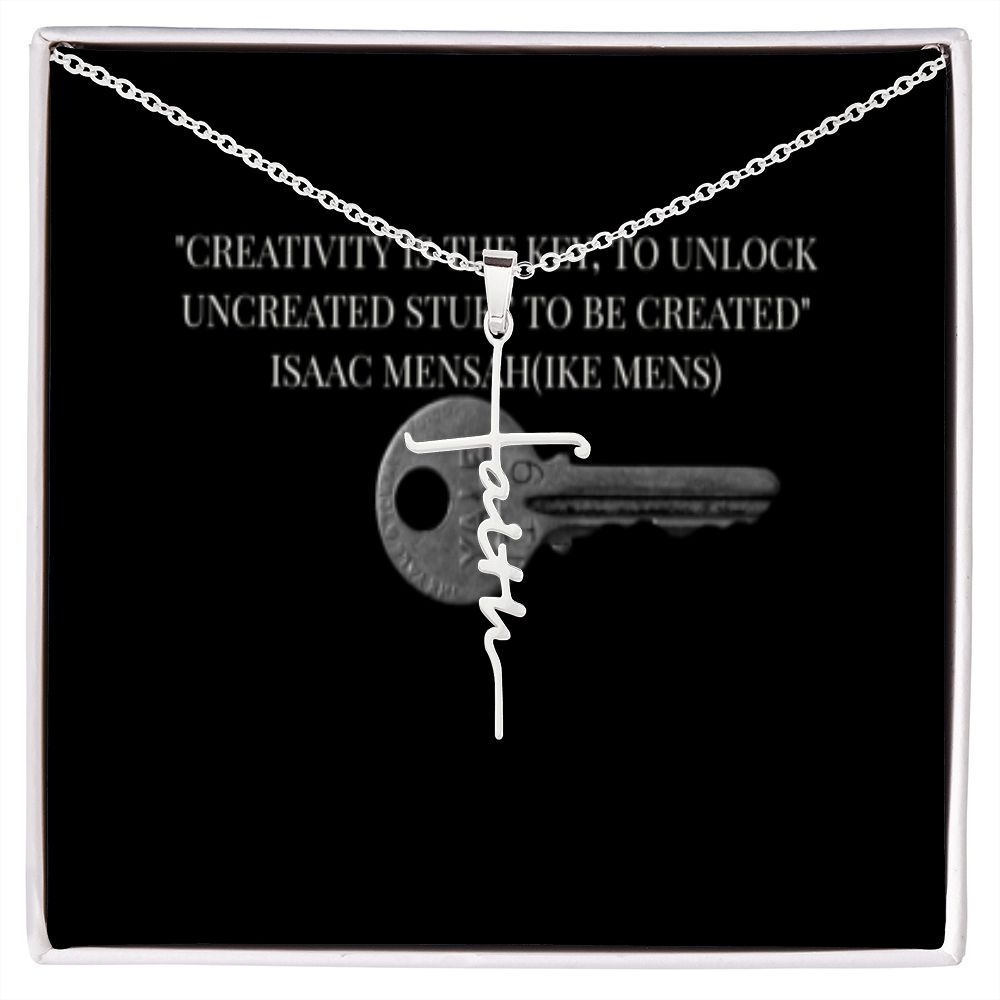IKE MENS QUOTE FAITH CROSS NECKLACE WITH