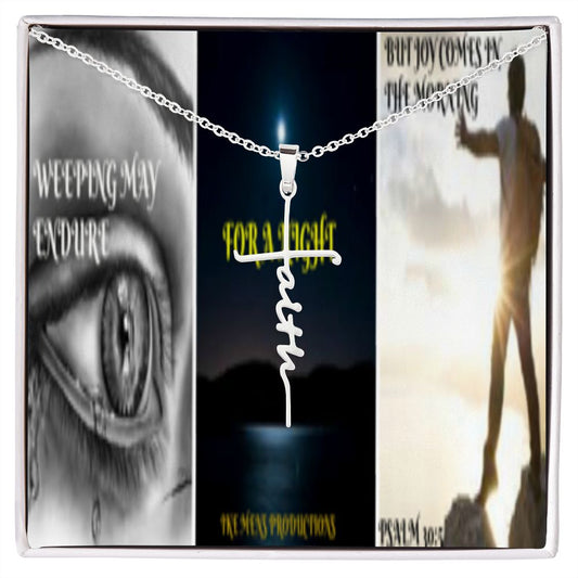 IKE MENS SCRIPTURE COLLAGE FAITH CROSS NECKLACE
