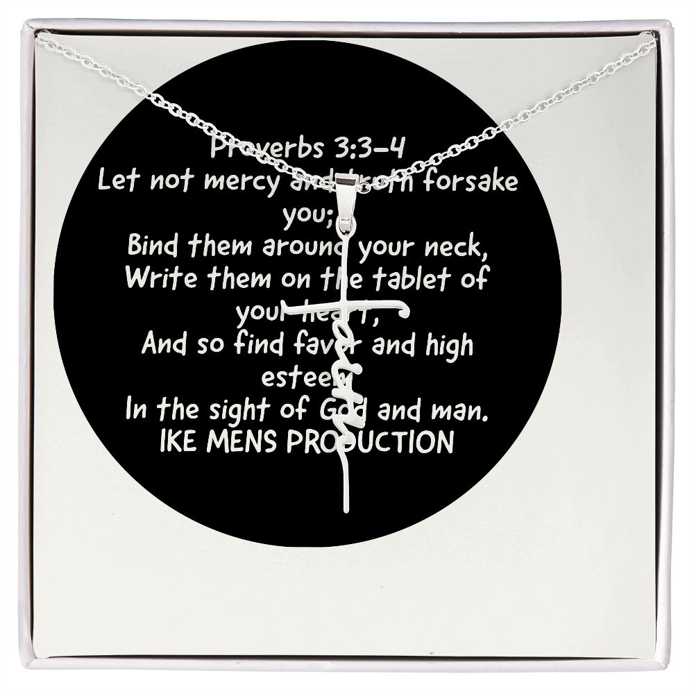 Faith Cross Necklace with a Proverb