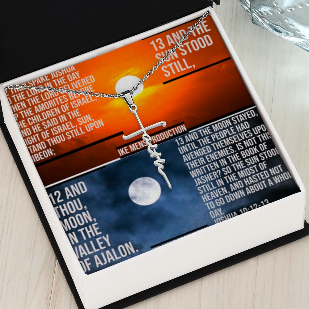 IKE MENS SCRIPTURE COLLAGE FAITH CROSS NECKLACE