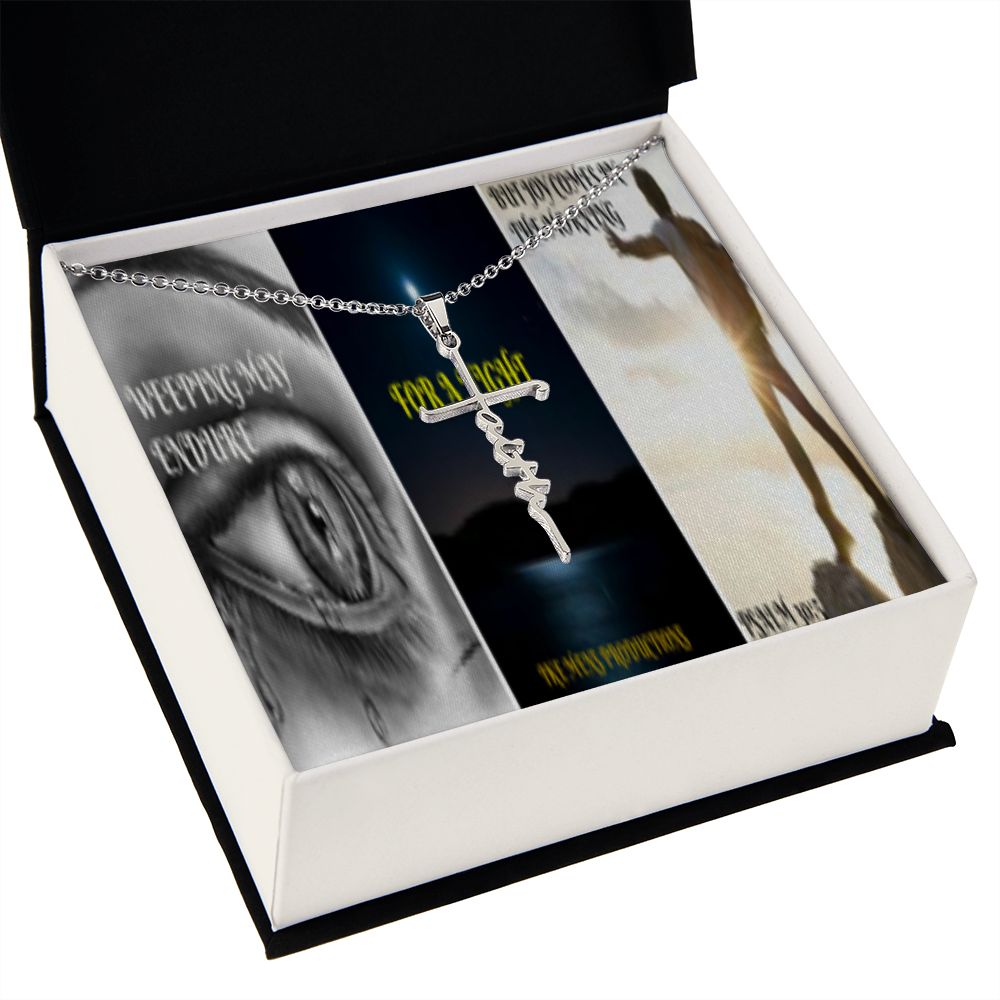 IKE MENS SCRIPTURE COLLAGE FAITH CROSS NECKLACE